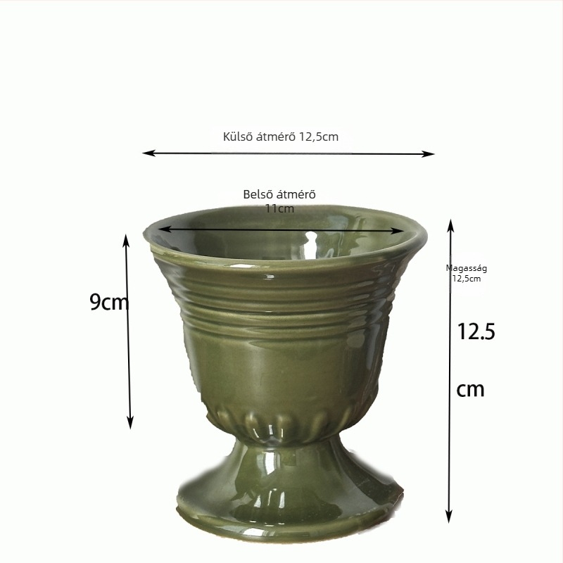 Ésaki stílusú kerámia virágcserép — modern minimalist design, mold-forming technikával készült, kiégetve, asztali vagy padlóra helyezhető