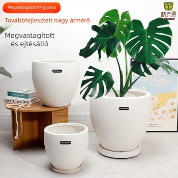 Ovális gyanta virágcserép, nagy átmérőjű, megerősített kivitel, nappaliba és kertbe, citromfákhoz és zöld növényekhez