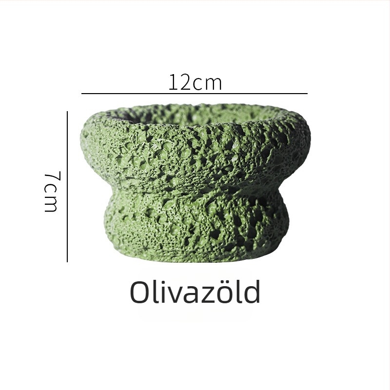 Cement virágcserép vulkáni mintával, kézzel készített, nordikus szél stílusú pozsgások számára