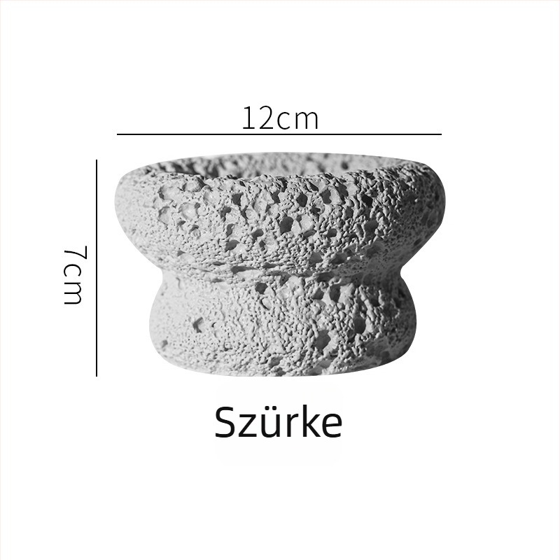 Cement virágcserép vulkáni mintával, kézzel készített, nordikus szél stílusú pozsgások számára