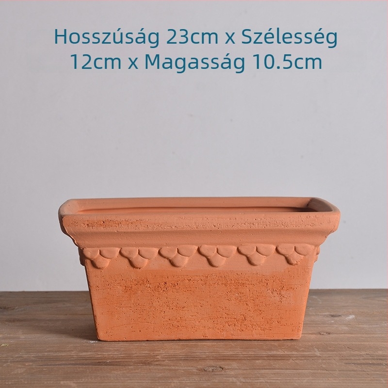 Vörös agyagból készült négyszögletes szukkulens edény, nordic minimalista dizájn, lélegző, kézzel készített