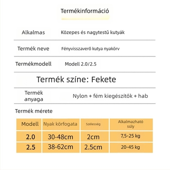 Puha poliészteres kutyanyakörv kölyökkutyáknak és közepes–nagy testű kutyáknak, Shiba Inu, pudli és Golden Retriever számára.
