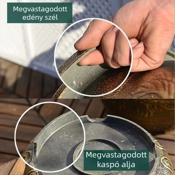 Padlóra szánt műanyag virágtartó; repedésálló, hőálló, korrózióálló, erős és tartós, öntött kivitel