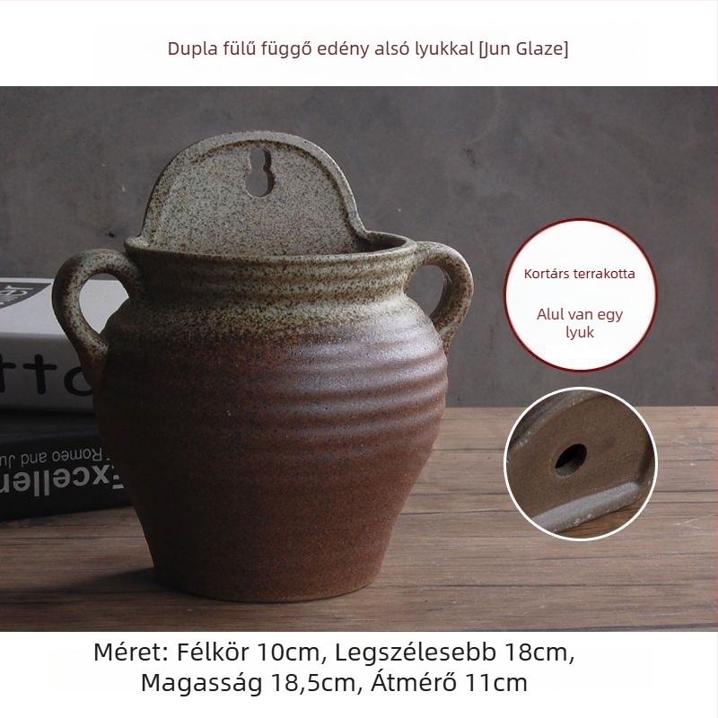 Kerámiából készült virágtartó, padlóra álló, egyszerű stílusú, otthoni kertészkedéshez