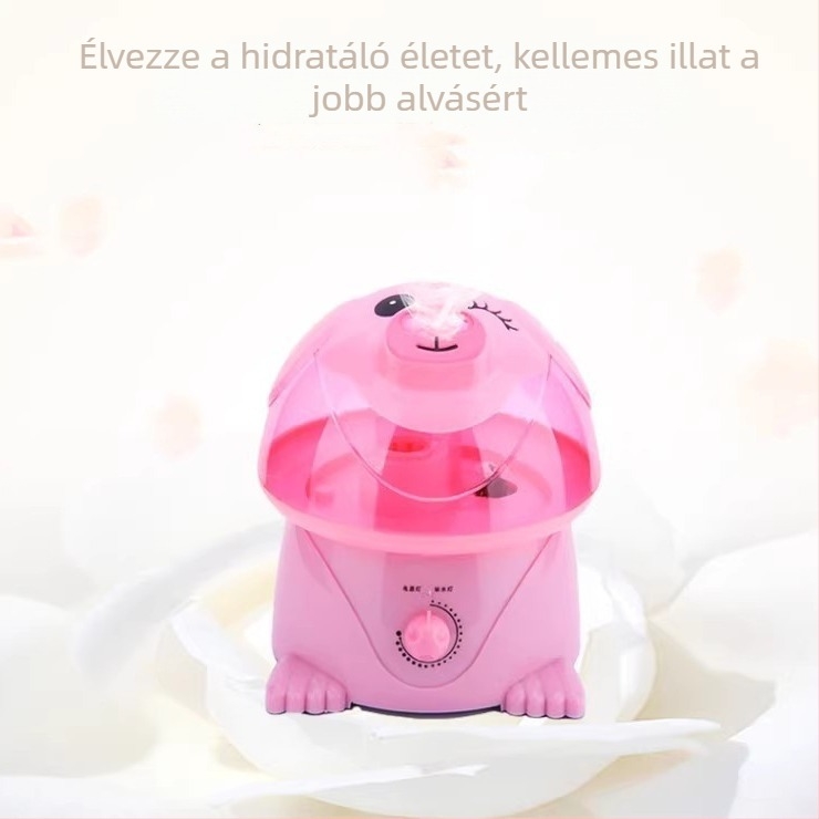 Rajzolt béka ultrahangos párásító, otthoni használatra, 41–60 m², tartály 2.6–4.0 L, 2 köd-kiáramlás, alacsony zajszint 36 dB, 25 W, AC tápegység