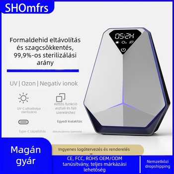 Otthoni légtisztító fertőtlenítéssel – negatív ionok, UV és ózon; lefedettség 61 m²+, légáramlat 50 m³/h; érintéses vezérlés; asztali, minimalist stílus