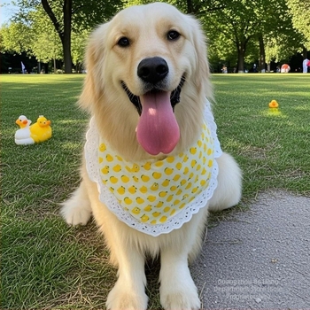 Alaiszka aranyos kutyás sál nyálvédővel – Husky, Golden Retriever és Samoyed; háromszög alakú sál nagy- és közepes méretű kutyáknak