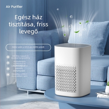 USB-s asztali légtisztító otthoni használatra — eltávolítja a formaldehidet, a másodlagos dohányzást, a szagokat és az állati szőrt (aktív szén szűrő); kompakt, minimalist Dizájn, 10 m²-ig.