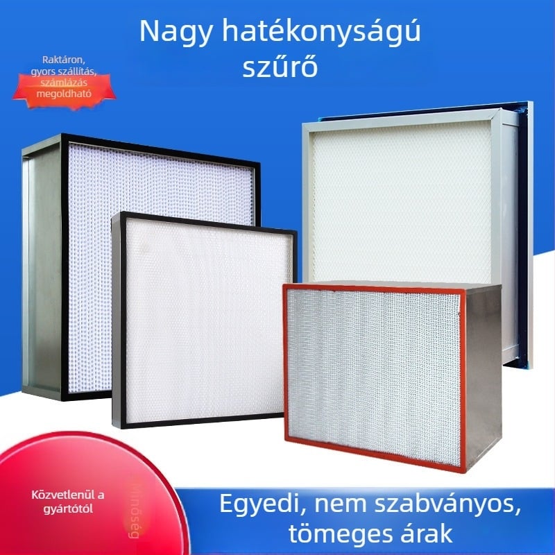 H13 magas hatékonyságú szűrő, magas hőmérsékleten is ellenálló, alumínium ötvözet, V-típusú légtisztító elem