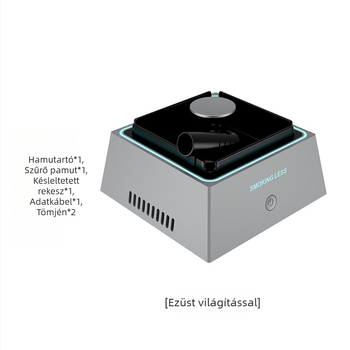 Intelligens asztali hamutál otthoni használatra — kompakt, kreatív dizájn, füst szűrése, szagok eltávolítása és levegő tisztítása aromaterápiás funkcióval.