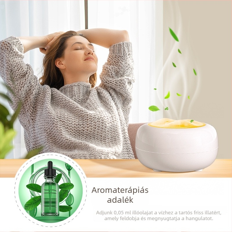 Otthon és iroda számára párásító, levegőtisztítás és aromaterápia, ultrahangos difúzor színes LED-del, USB-ellátás, 0,5–1 L tartály, csendes, 41–60 m²-nek megfelelő
