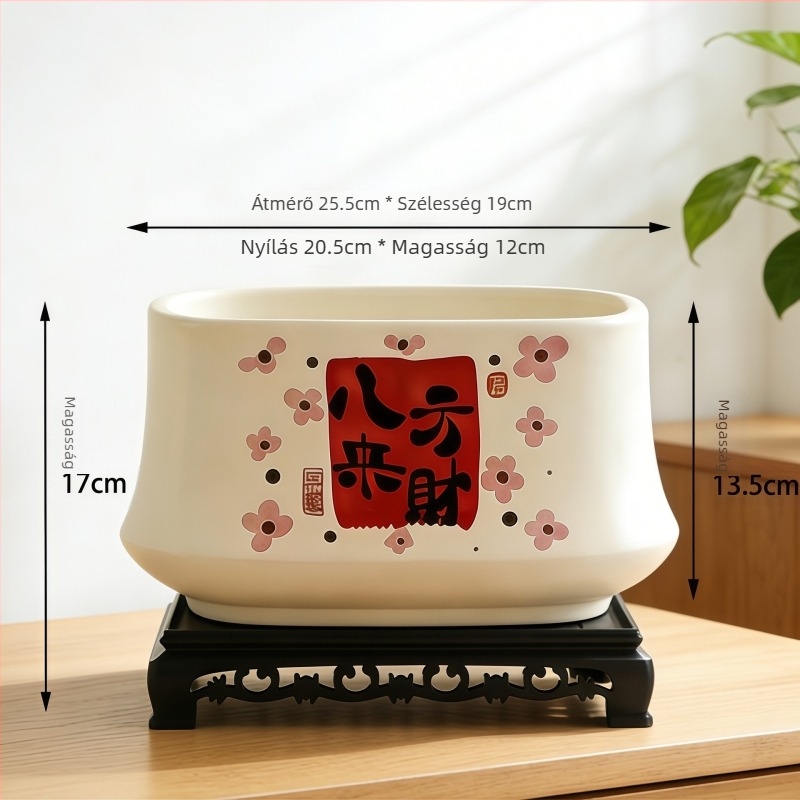 Skandináv stílusú kerámiacserép orchideához, asztali vagy padlóra helyezhető, téglalap alakú, nagy méretű virágcserep