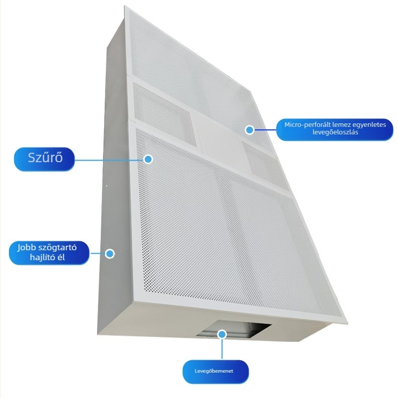 Laminar levegőellátó mennyezet — fizikai adszorpciós szűrés; testreszabható légáramlat; testreszabható zajszint
