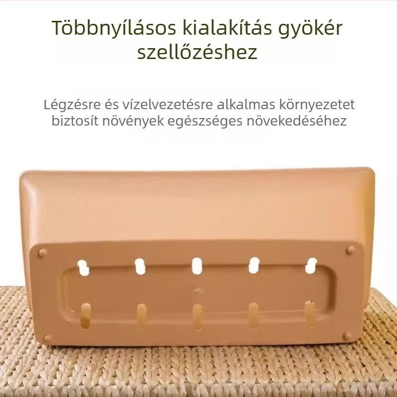 Hézszögletes virágcserép hullámozott éllel, műanyagból, injekciós öntésű PP gyanta, asztali vagy álló használathoz, egyszerű kivitel