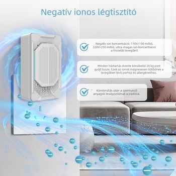 Negatív ionos légtisztító, hordozható asztali modell, mini, szagok és formaldehid eltávolítása