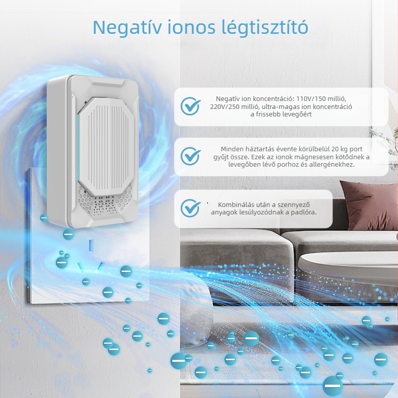 Negatív ionos légtisztító, hordozható asztali modell, mini, szagok és formaldehid eltávolítása