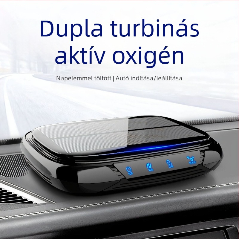 Napsugár-energiával működő autó belső levegőtisztító, negatív ionok, ózon, formaldehid eltávolítás, aromaterápia