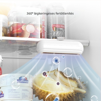 Hűtőszekrény ozon-dezodoráló és sterilizáló negatív ionokkal — falra szerelhető, 50 m3/h, zaj < 36 dB, alkalmas 10 m²-nél kisebb terekhez