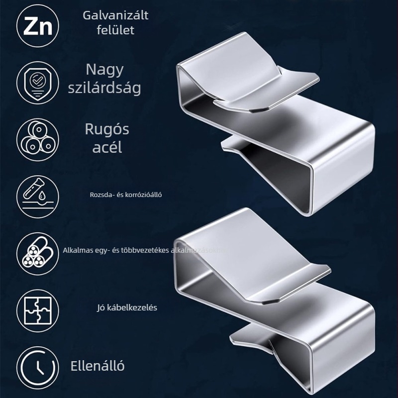 Trailer vezeték rögzítő klipek, galvanizált rugóacél, modell 0001, csomagolási tömeg 0,047 kg, 25 db/csomag