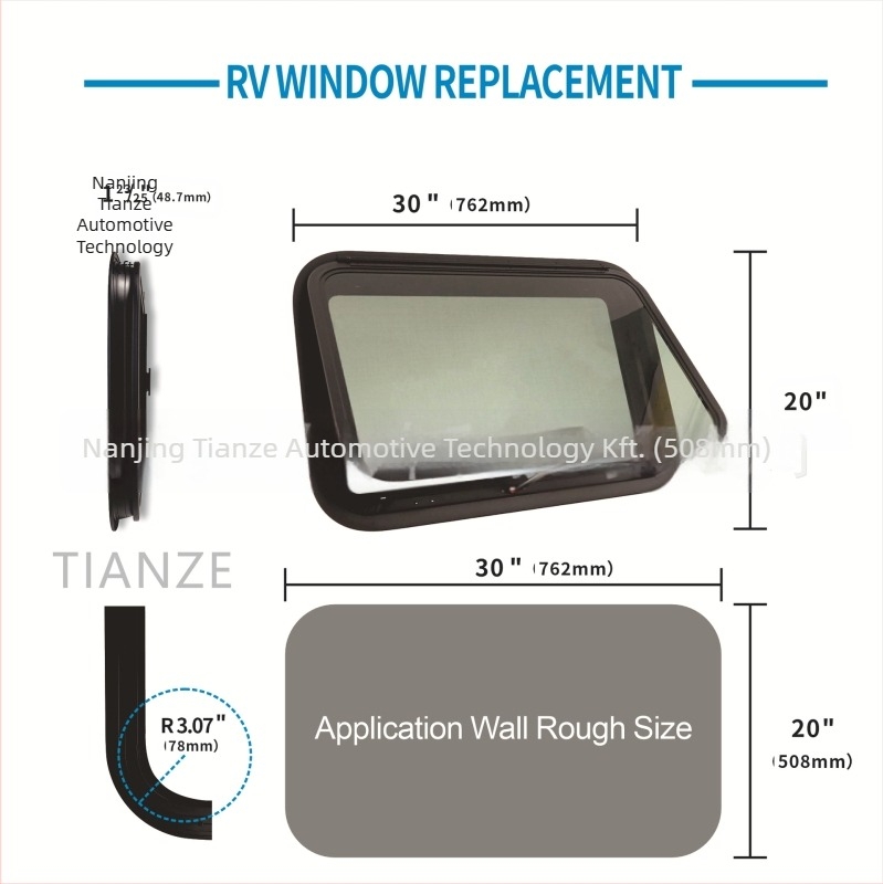 RV ablakok lakókocsikhoz, vészkijárati/kiárati ablak, kifelé nyíló, alumínium-üveg konstrukció, testreszabható, univerzális/RV/Camper kompatibilis