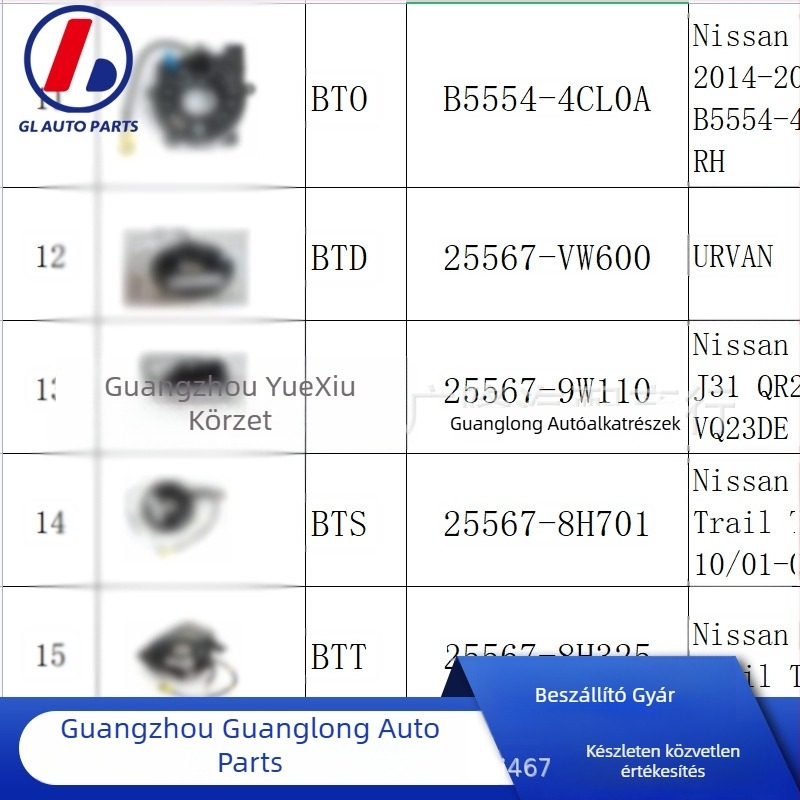 Gépjármű alkatrészek Guanglong Nissan 25560-JD003 25567-JD003