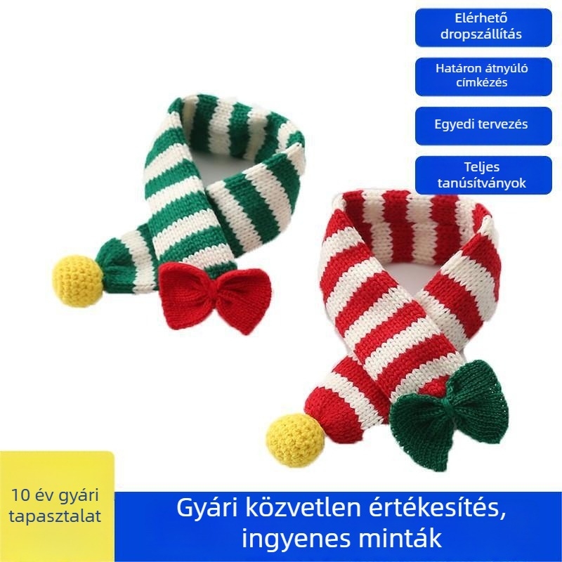 Kötött gyapjú téli kutyasál – karácsonyi dizájn, meleg kiegészítő