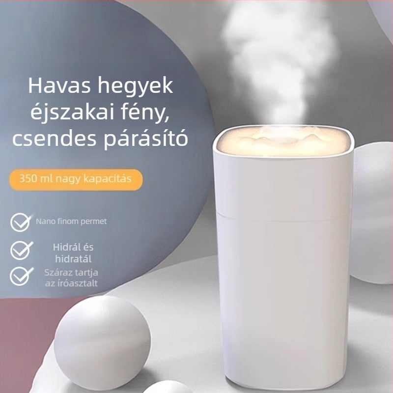 Otthoni használatra való légnedvesítő - USB tápegység, 1 párásító nyílás, 10–20 m² lefedettség, műanyag burkolat