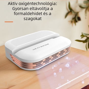 Autó- és otthoni használatra tervezett légtisztító, szagtalanítás és formaldehid eltávolítás, 50 m³/h Légáram, USB táplálás, érintéses vezérlés, ideális 10 m² alatti helyiségekhez