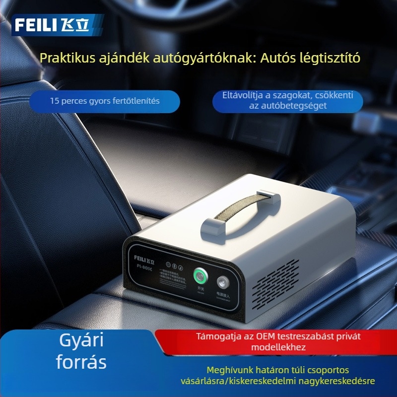 Feili Háztartási és autóhasználatra tervezett, magas hatékonyságú ozonos fertőtlenítő készülék — formaldehid eltávolítás, hordozható autó légterének dezinfekciója