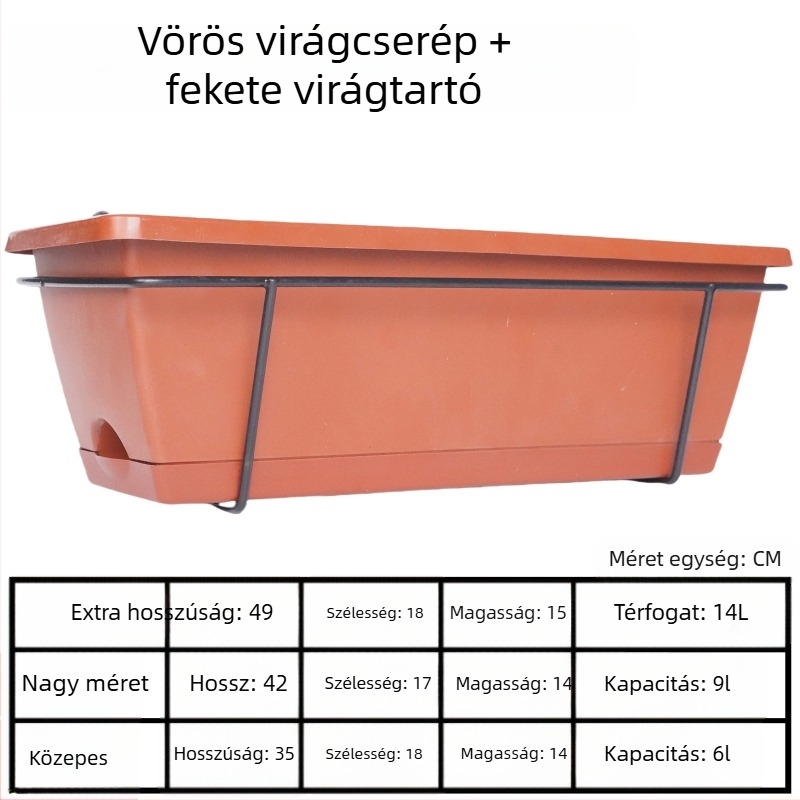 Virágcserép tartó, vasból, falra szerelhető, 1 rétegű, otthoni kertészkedéshez és balkonhoz