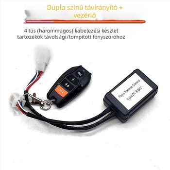 Autó LED-reflektor vezeték nélküli távirányítóval és stroboszkóp móddal, gyújtókapcsoló és hosszú LED-sáv kapcsoló kábellel (12V/24V)