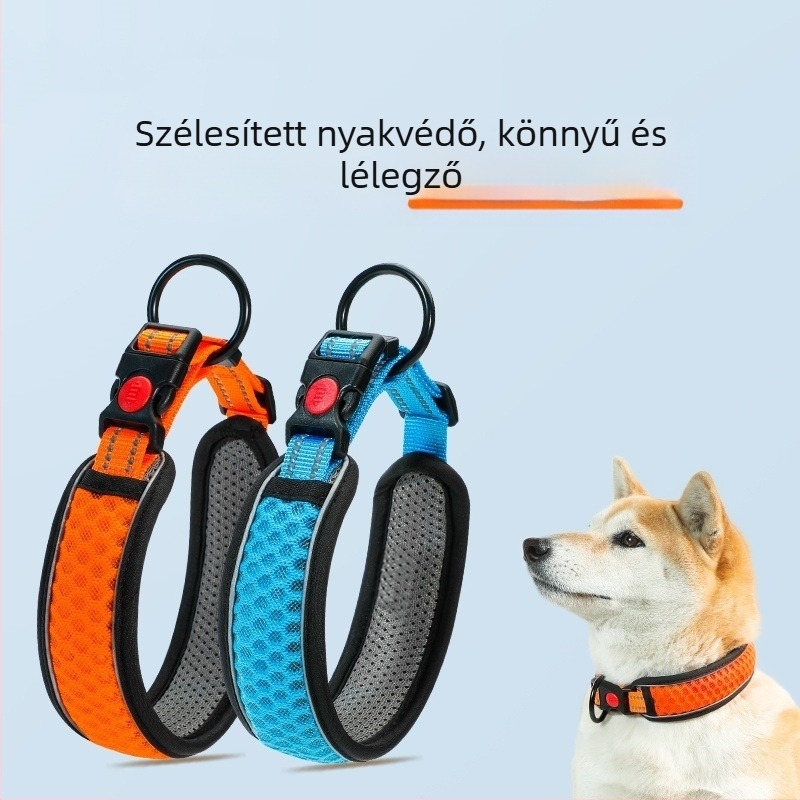 Kutyanyakörv és póráz közepes méretű kutyáknak, színes négyzetrács mintával, poliészter, harapásálló