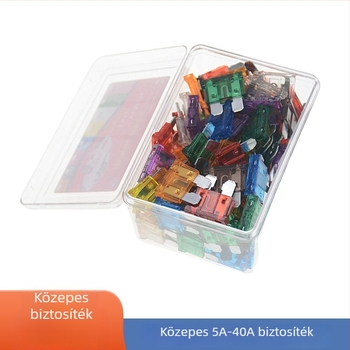 Autóhoz készült közepes méretű biztosítéktároló doboz, 5A, 35A és 40A biztosítékok
