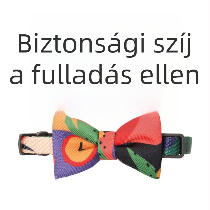 pidan Állítható macskanyakörv masnival, rajzfilmszerű stílus, anyag: magas minőségű selyem‑Dacron, több mintázat