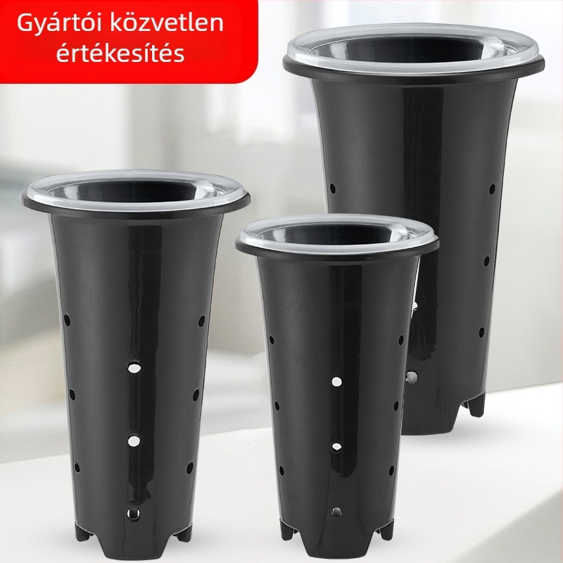 Műanyag virágcserép, légáteresztő, erős és tartós, falra szerelhető, asztali vagy álló használatra, injekciós öntésben készült