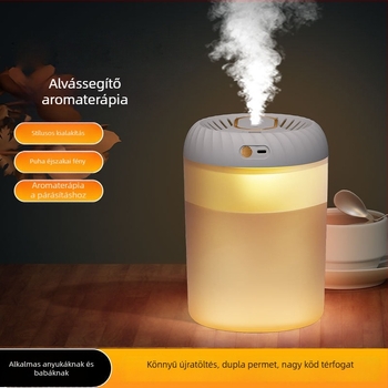 Párásító készülék aromaterápiával és levegőtisztítással, USB tápegység, 1,0–2,5 L tartály, ideális helyiségekhez legfeljebb 10 m², 2 párásító nyílás, időzítő >8 óra