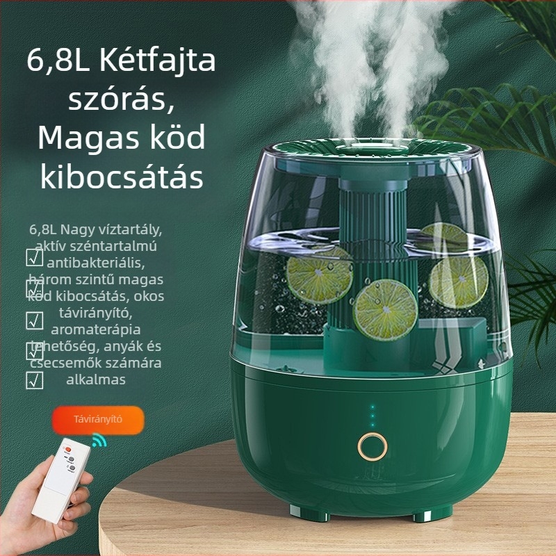 Ultrahangos párásító kettős permetezéssel, lefedettség 60 m² felett, tartály 4,1–6,0 L, zaj 36 dB alatt, időzítő 8 órán felül