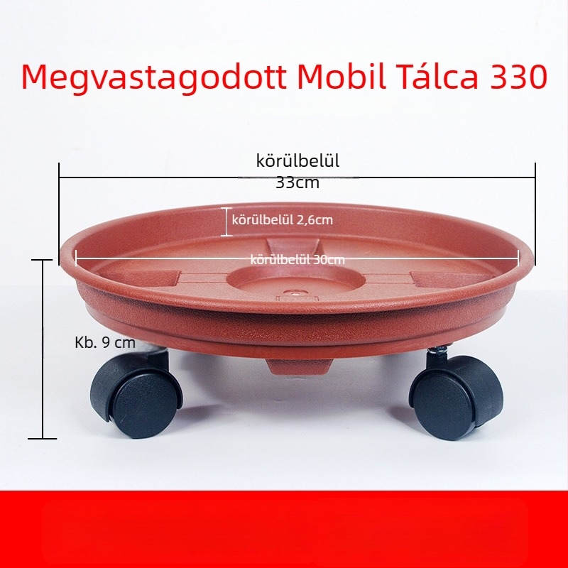Virágcserép-tálca görgőkkel – mozgatható alap, műgyanta kivitelezés, erős és tartós, használható asztalon vagy a padlón