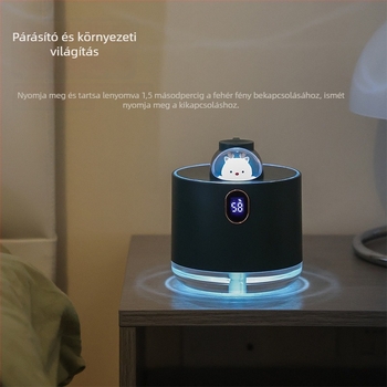 Űrhajó-stílusú USB‑párásító otthonra, hálószobába és irodába, 0,5–1 L víztartály, 1 párásító kimenet, USB táplálás, időzítő 2–8 óra, zaj 36 dB alatt, modell D11