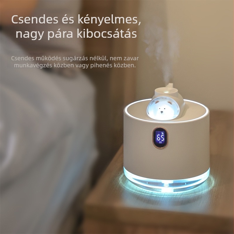 Űrhajó-stílusú USB‑párásító otthonra, hálószobába és irodába, 0,5–1 L víztartály, 1 párásító kimenet, USB táplálás, időzítő 2–8 óra, zaj 36 dB alatt, modell D11