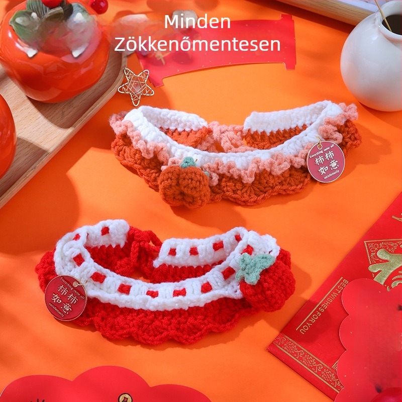 Háziállat nyaklánc-sál – virágos minta, gyapjú anyag, univerzális illeszkedés, minden évszakban, mindennapi stílus