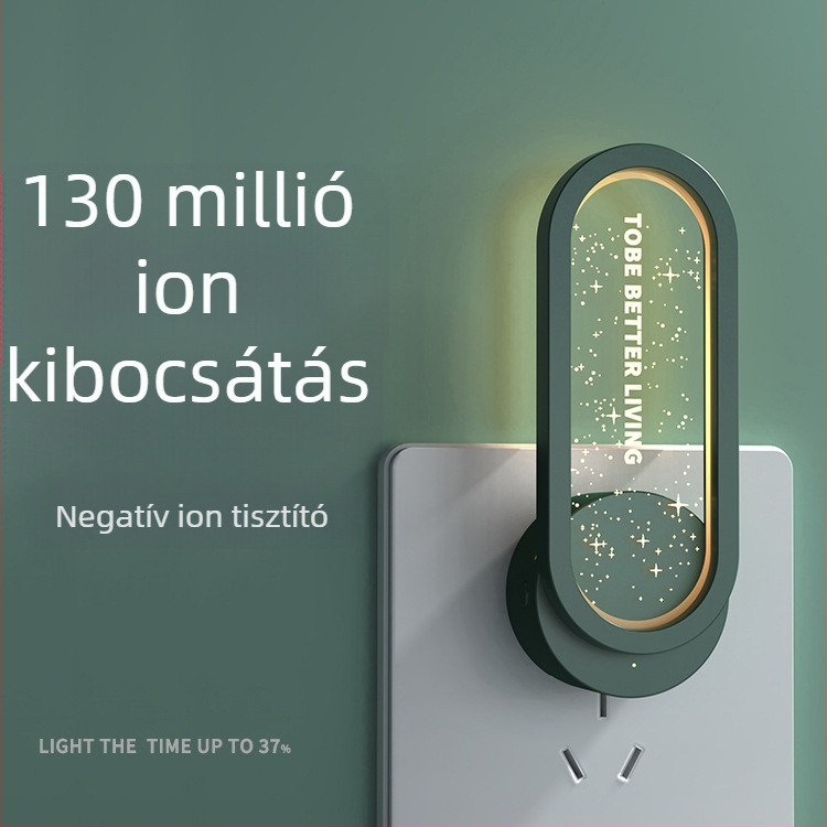 Otthoni negatív ionos légtisztító — szag és formaldehid eltávolítás; csendes működés ≤36 dB; falra szerelhető, hálózatról működtethető; 11–20 m² lefedettség