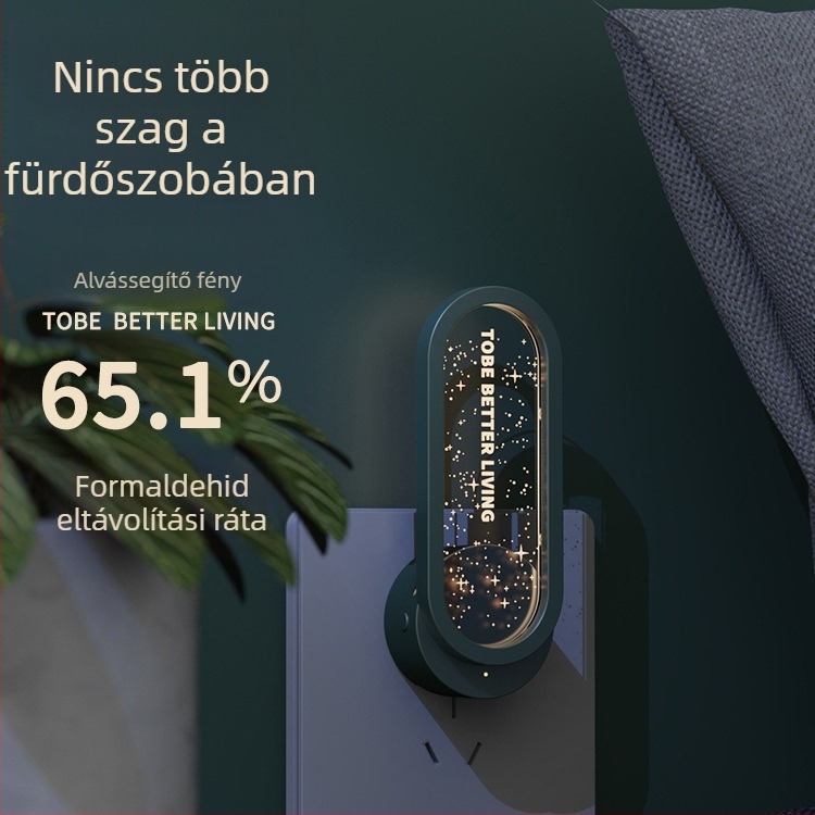 Otthoni negatív ionos légtisztító — szag és formaldehid eltávolítás; csendes működés ≤36 dB; falra szerelhető, hálózatról működtethető; 11–20 m² lefedettség