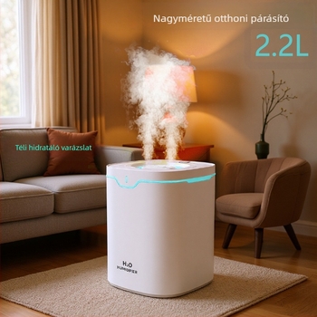 Hermaps X3 Dual Spray otthoni párásító – 2 párásító kimenet, 21–30 m² lefedettség, 1,0–2,5 L tartály, USB tápellátás, 2–8 órás időzítő