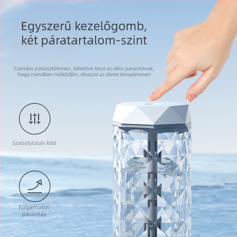 Kristály USB párásító, éjjeli lámpa íróasztalhoz, aromaterápia, kis légtisztító