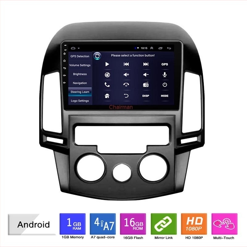 Chairman Android multimédiás autófejlesztő egység hátsó kamera és GPS-sel Hyundai i30-hoz (2007–2011), 12V, 4x45W, érintőképernyő