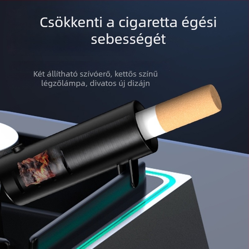 Asztali okos hamutál negatív ionokkal – szag és másodlagos dohányzás eltávolítása (zaj <36 dB; levegőáram 50 m³/h; USB tápegység; gombos vezérlés; otthoni használatra 10 m²-ig)