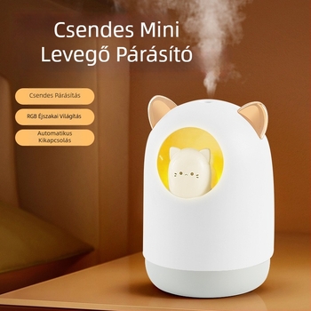 Állat alakú asztali aromaterápiás légpárásító és levegőtisztító, USB-tápellátással, csendes éjjeli fény, modell 205; alkalmas 10 m²-ig területekhez; tartály 0,5 L; 1 ködkimenet; zaj < 36 dB