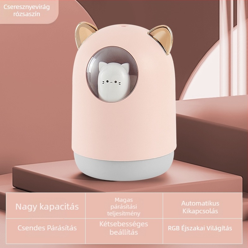 Állat alakú asztali aromaterápiás légpárásító és levegőtisztító, USB-tápellátással, csendes éjjeli fény, modell 205; alkalmas 10 m²-ig területekhez; tartály 0,5 L; 1 ködkimenet; zaj < 36 dB