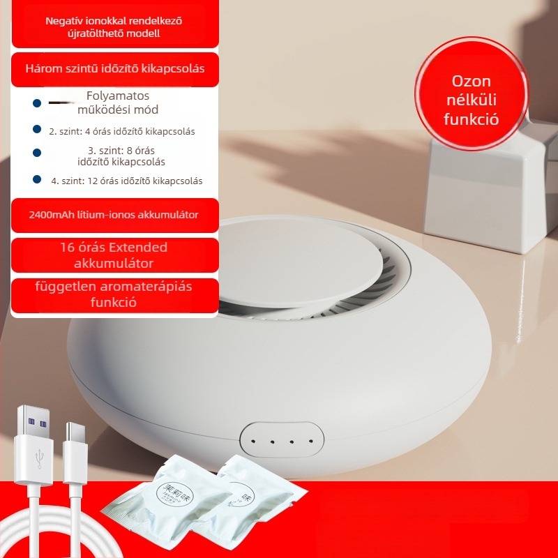 Asztali Mini Levegőtisztító — fertőtlenítés, sterilizálás, szagok eltávolítása, formaldeid eltávolítása; csendes működés ≤36 dB, USB tápegység, 11–20 m² lefedettség